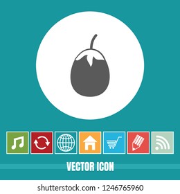 Very Useful Vector Icon Of Eggplant with Bonus Icons. Very Useful For Mobile App, Software & Web.
