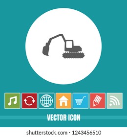 Very Useful Vector Icon Of Excavator with Bonus Icons. Very Useful For Mobile App, Software & Web.