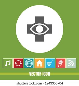 Very Useful Vector Icon Of Eye Hospital with Bonus Icons. Very Useful For Mobile App, Software & Web.