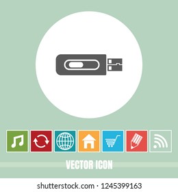 Very Useful Vector Icon Of Flash Drive with Bonus Icons. Very Useful For Mobile App, Software & Web.