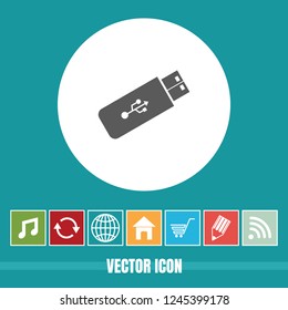 Very Useful Vector Icon Of Flash Drive with Bonus Icons. Very Useful For Mobile App, Software & Web.
