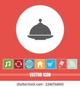 Very Useful Vector Icon Of Food Cover with Bonus Icons. Very Useful For Mobile App, Software & Web.