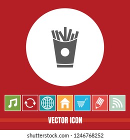 Very Useful Vector Icon Of French Frieswith Bonus Icons. Very Useful For Mobile App, Software & Web.