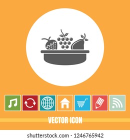 Very Useful Vector Icon Of Fruit Basket with Bonus Icons. Very Useful For Mobile App, Software & Web.
