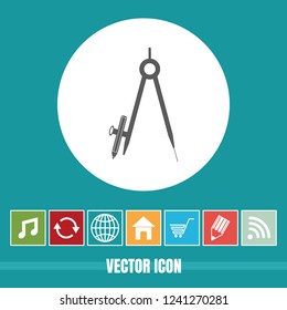 very Useful Vector Icon Of Geometry Compass with Bonus Icons Very Useful For Mobile App, Software & Web