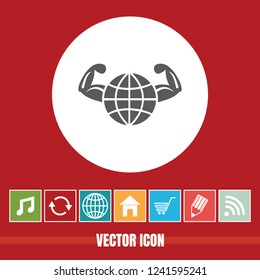 very Useful Vector Icon Of globe & Hands with Bonus Icons Very Useful For Mobile App, Software & Web