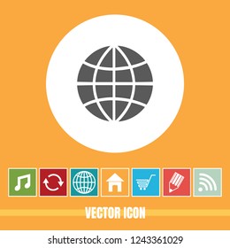 very Useful Vector Icon Of Globe with Bonus Icons Very Useful For Mobile App, Software & Web