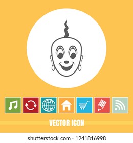 very Useful Vector Icon Of Happy Indian Pandit with Bonus Icons Very Useful For Mobile App, Software & Web