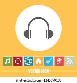 Very Useful Vector Icon Of Headphone with Bonus Icons. Very Useful For Mobile App, Software & Web.