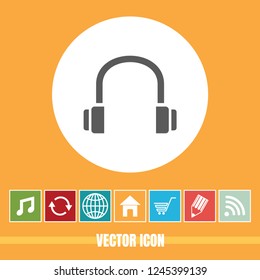 Very Useful Vector Icon Of Headphone with Bonus Icons. Very Useful For Mobile App, Software & Web.