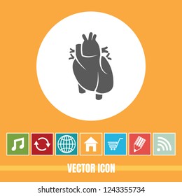 Very Useful Vector Icon Of Heart organ with Bonus Icons. Very Useful For Mobile App, Software & Web.