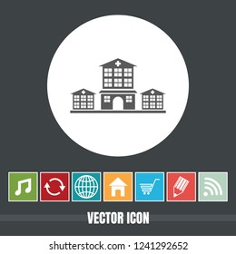 very Useful Vector Icon Of Hospital with Bonus Icons Very Useful For Mobile App, Software & Web.