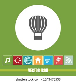 Very Useful Vector Icon Of Hot Air Balloon with Bonus Icons. Very Useful For Mobile App, Software & Web.