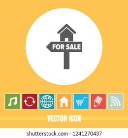very Useful Vector Icon Of House for Sale with Bonus Icons Very Useful For Mobile App, Software & Web