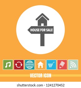 very Useful Vector Icon Of House for Sale with Bonus Icons Very Useful For Mobile App, Software & Web