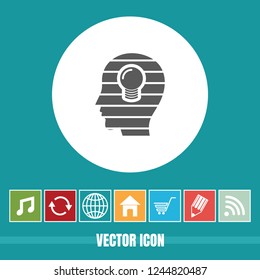 Very Useful Vector Icon Of Human Head And Brain with Bonus Icons. Very Useful For Mobile App, Software & Web.