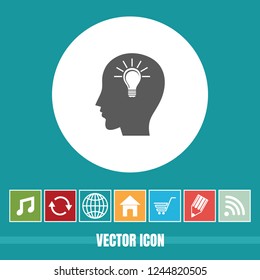 Very Useful Vector Icon Of Human Head And Brain with Bonus Icons. Very Useful For Mobile App, Software & Web.