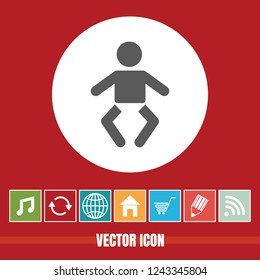 Very Useful Vector Icon Of Infant Baby with Bonus Icons. Very Useful For Mobile App, Software & Web.
