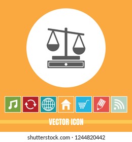 Very Useful Vector Icon Of Justice Scale with Bonus Icons. Very Useful For Mobile App, Software & Web.