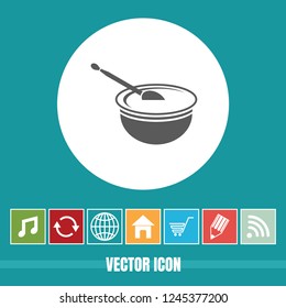 Very Useful Vector Icon Of Kids Milk Bowl with Bonus Icons. Very Useful For Mobile App, Software & Web.