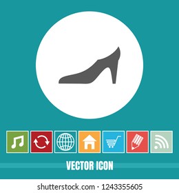 Very Useful Vector Icon Of Lady Shoes with Bonus Icons. Very Useful For Mobile App, Software & Web.