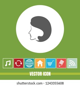 Very Useful Vector Icon Of Lady with Bonus Icons. Very Useful For Mobile App, Software & Web.