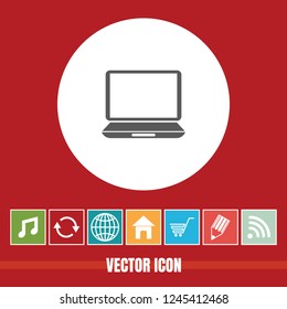 Very Useful Vector Icon Of Laptop with Bonus Icons. Very Useful For Mobile App, Software & Web.