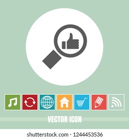 Very Useful Vector Icon Of Like Search with Bonus Icons. Very Useful For Mobile App, Software & Web.