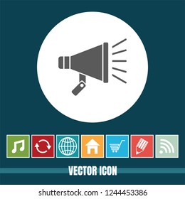 Very Useful Vector Icon Of Megaphone with Bonus Icons. Very Useful For Mobile App, Software & Web.