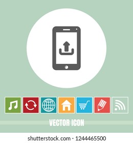 Very Useful Vector Icon Of Mobile Phone Uploading with Bonus Icons. Very Useful For Mobile App, Software & Web.