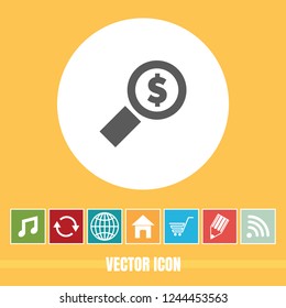 Very Useful Vector Icon Of Money Search with Bonus Icons. Very Useful For Mobile App, Software & Web.