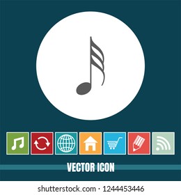 Very Useful Vector Icon Of Musical Note with Bonus Icons. Very Useful For Mobile App, Software & Web.