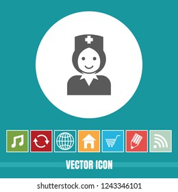 Very Useful Vector Icon Of Nurse with Bonus Icons. Very Useful For Mobile App, Software & Web.