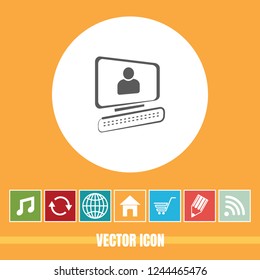 Very Useful Vector Icon Of personal computer with Bonus Icons. Very Useful For Mobile App, Software & Web.