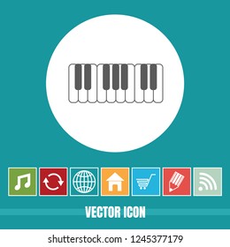 Very Useful Vector Icon Of Piano Keys with Bonus Icons. Very Useful For Mobile App, Software & Web.