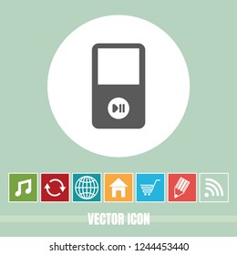 Very Useful Vector Icon Of Portable Media Player with Bonus Icons. Very Useful For Mobile App, Software & Web.