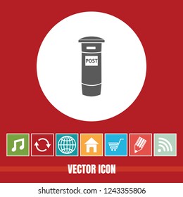 Very Useful Vector Icon Of Post Box with Bonus Icons. Very Useful For Mobile App, Software & Web.