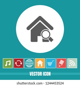 Very Useful Vector Icon Of Property Search with Bonus Icons. Very Useful For Mobile App, Software & Web.