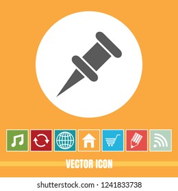 very Useful Vector Icon Of Push Pin with Bonus Icons Very Useful For Mobile App, Software & Web