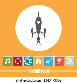 Very Useful Vector Icon Of Rocket with Bonus Icons. Very Useful For Mobile App, Software & Web.