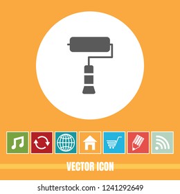 Very Useful Vector Icon Of Rolling Paint Brush With Bonus Icons Very Useful For Mobile App, Software & Web.