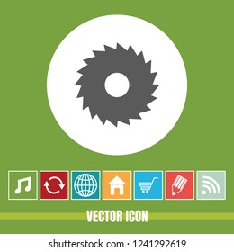 very Useful Vector Icon Of saw wheel with Bonus Icons Very Useful For Mobile App, Software & Web.