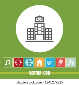 very Useful Vector Icon Of School with Bonus Icons Very Useful For Mobile App, Software and Web
