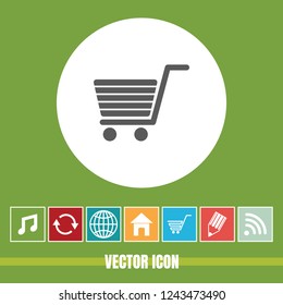 Very Useful Vector Icon Of Shopping Cart with Bonus Icons. Very Useful For Mobile App, Software & Web.