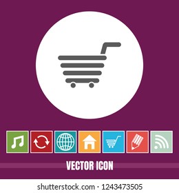 Very Useful Vector Icon Of Shopping Cart with Bonus Icons. Very Useful For Mobile App, Software & Web.