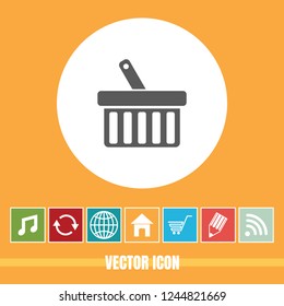 Very Useful Vector Icon Of Shopping Basket with Bonus Icons. Very Useful For Mobile App, Software & Web.