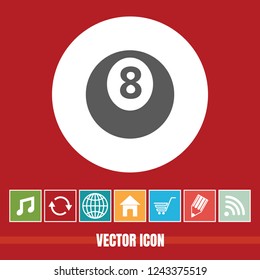 very Useful Vector Icon Of Snooker 8 Ball with Bonus Icons Very Useful For Mobile App, Software & Web