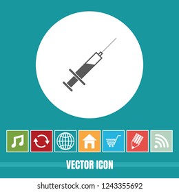 Very Useful Vector Icon Of Syringe with Bonus Icons. Very Useful For Mobile App, Software & Web.