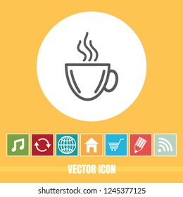 Very Useful Vector Icon Of Tea or Coffee Cup with Bonus Icons. Very Useful For Mobile App, Software & Web.