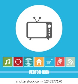 Very Useful Vector Icon Of Television with Bonus Icons. Very Useful For Mobile App, Software & Web.